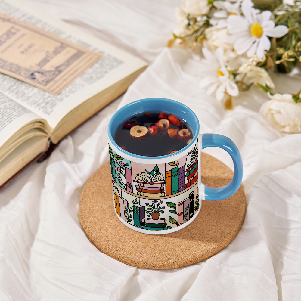 Pagewings Floral Bookshelf Mug
