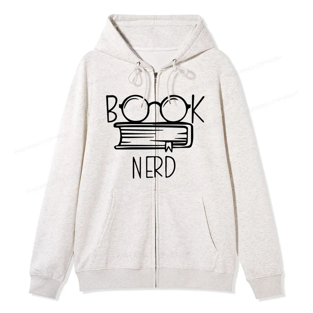 Pagewings Book Nerd Unisex Fleece Zip Up Hoodie