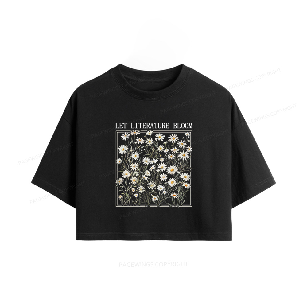 Pagewings Let Literature Bloom Women Crop Tops