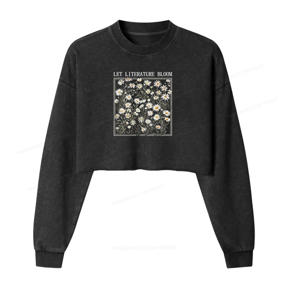 Pagewings Let Literature Bloom Washed Crop Sweatshirt
