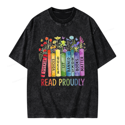 Pagewings Read Proudly Unisex Washed T-shirt