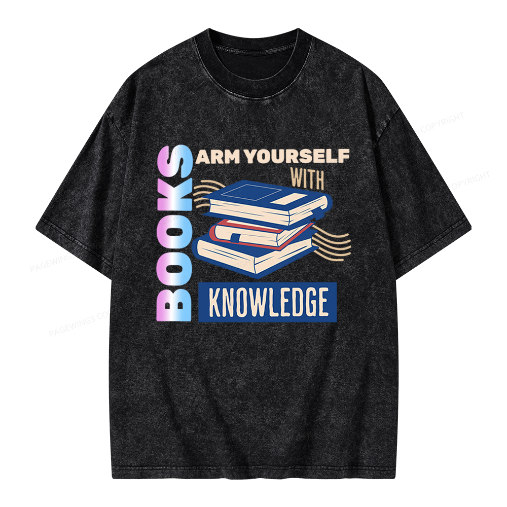 Pagewings Arm Yourself With Knowledge Unisex Washed T-shirt