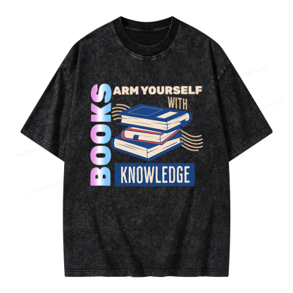 Pagewings Arm Yourself With Knowledge Unisex Washed T-shirt