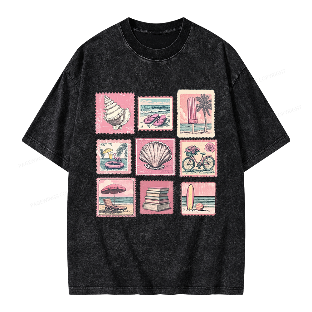 Pagewings Beach Summer Unisex Washed T-shirt