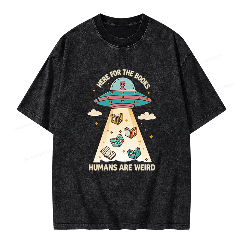 Pagewings Here For The Books Unisex Washed T-shirt