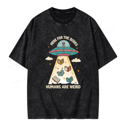 Pagewings Here For The Books Unisex Washed T-shirt