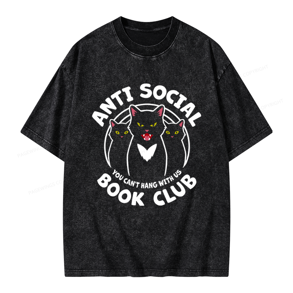 Pagewings Anti Social Book Club Unisex Washed T-shirt