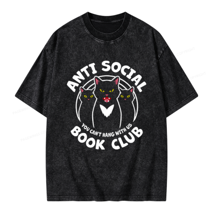 Pagewings Anti Social Book Club Unisex Washed T-shirt