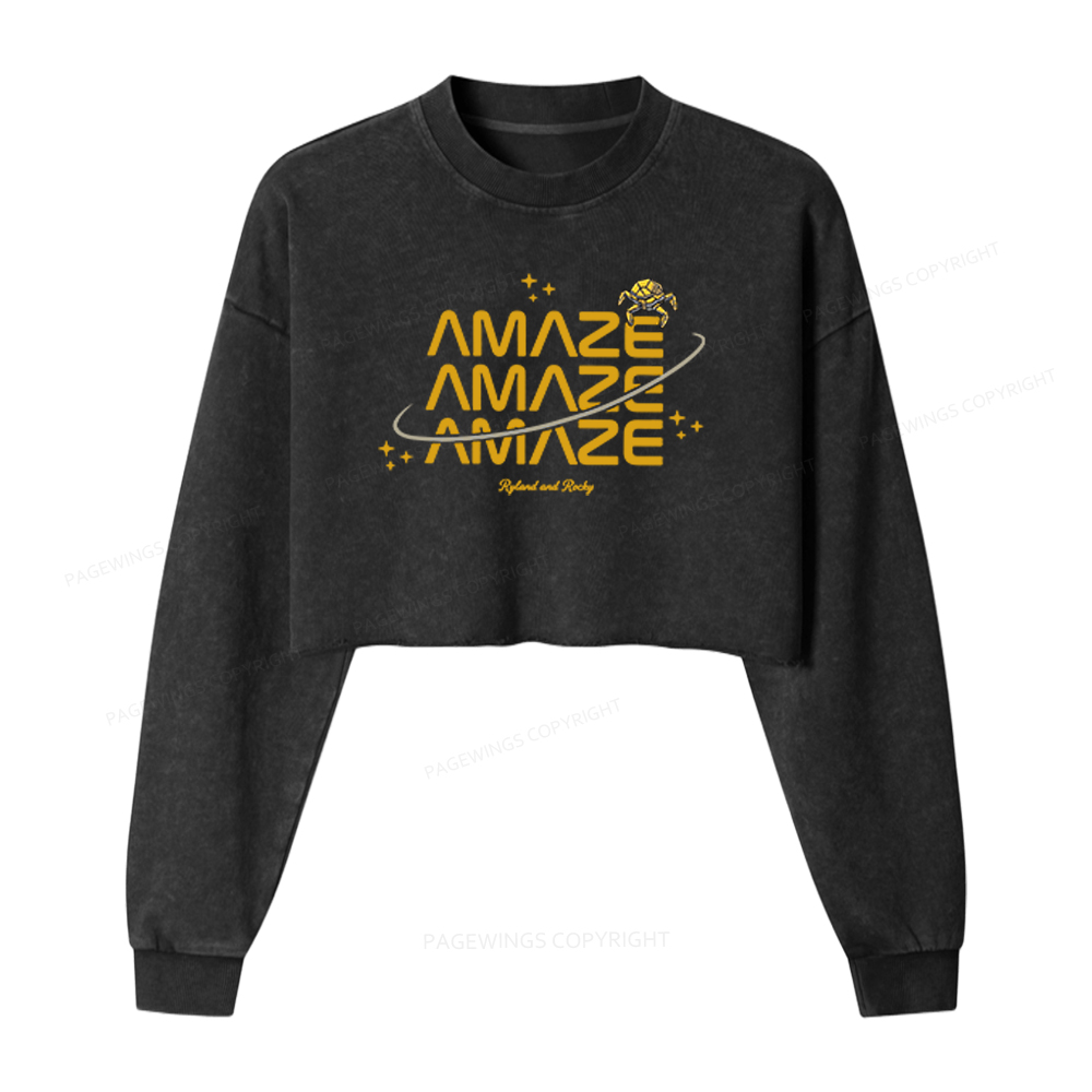 Pagewings Sci-Fi Book Lover Washed Crop Sweatshirt