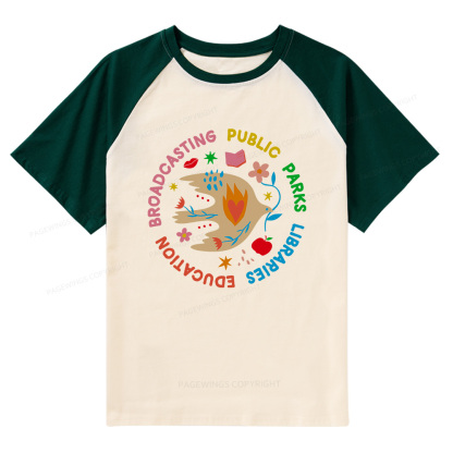 Pagewings Public Parks Libraries Raglan T-shirt