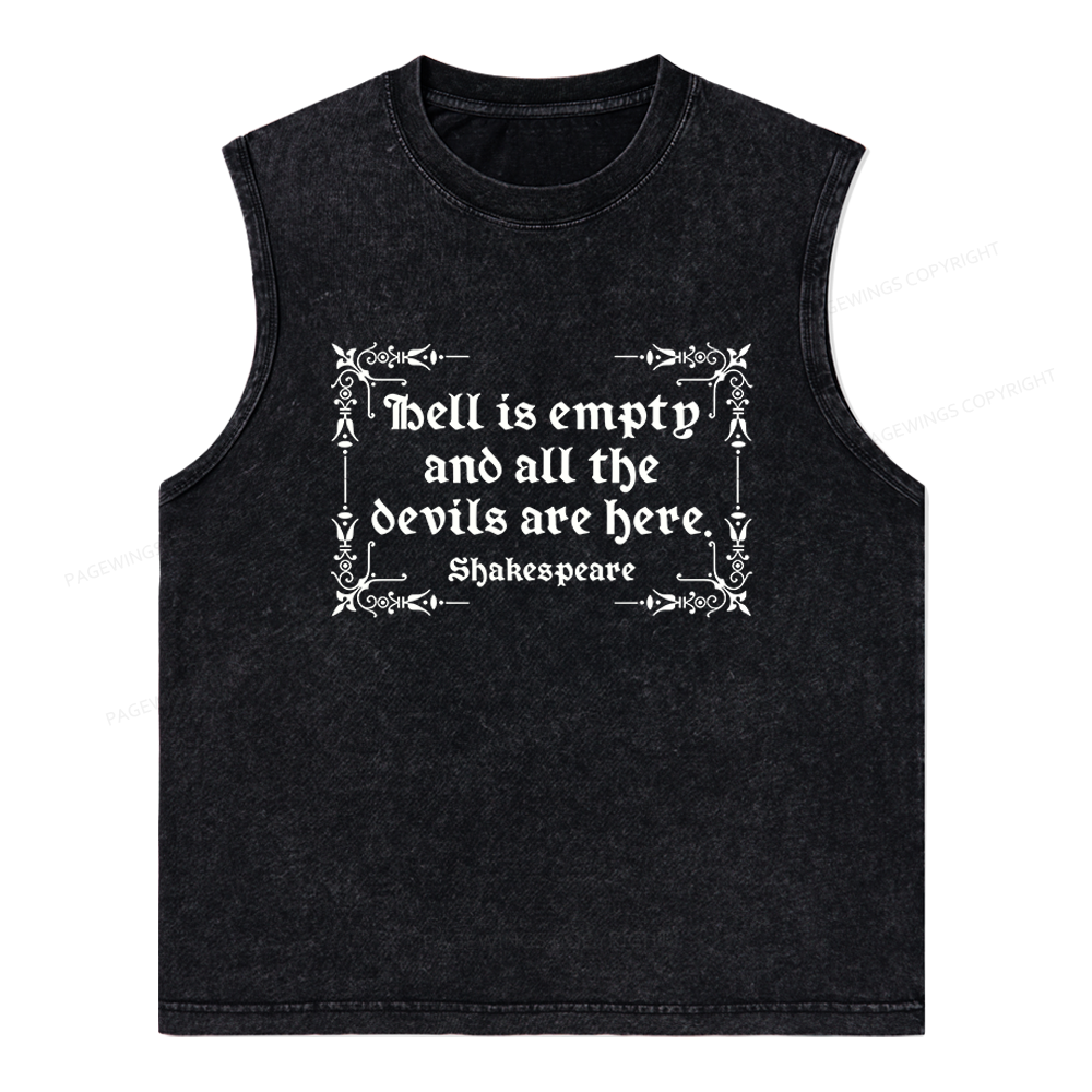 Pagewings Hell Is Empty Unisex Washed Tank Top