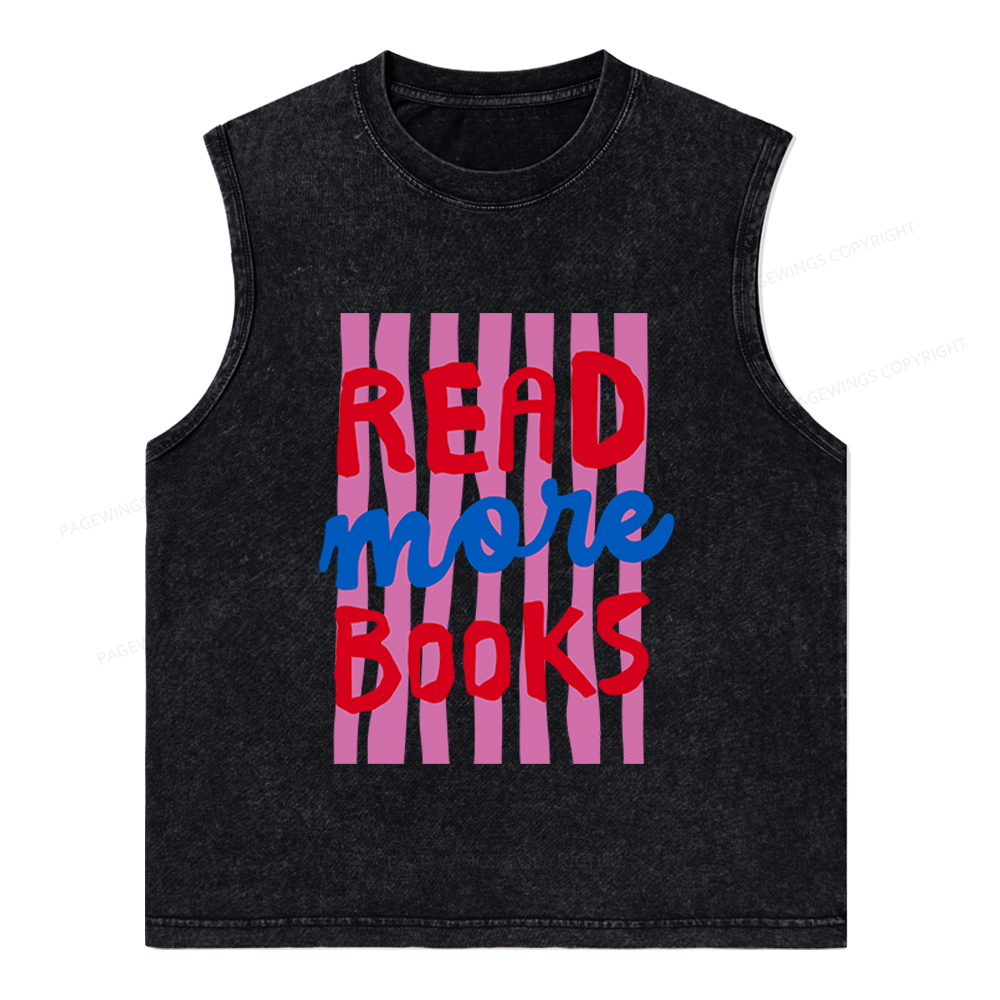 Pagewings Read More Books Unisex Washed Tank Top