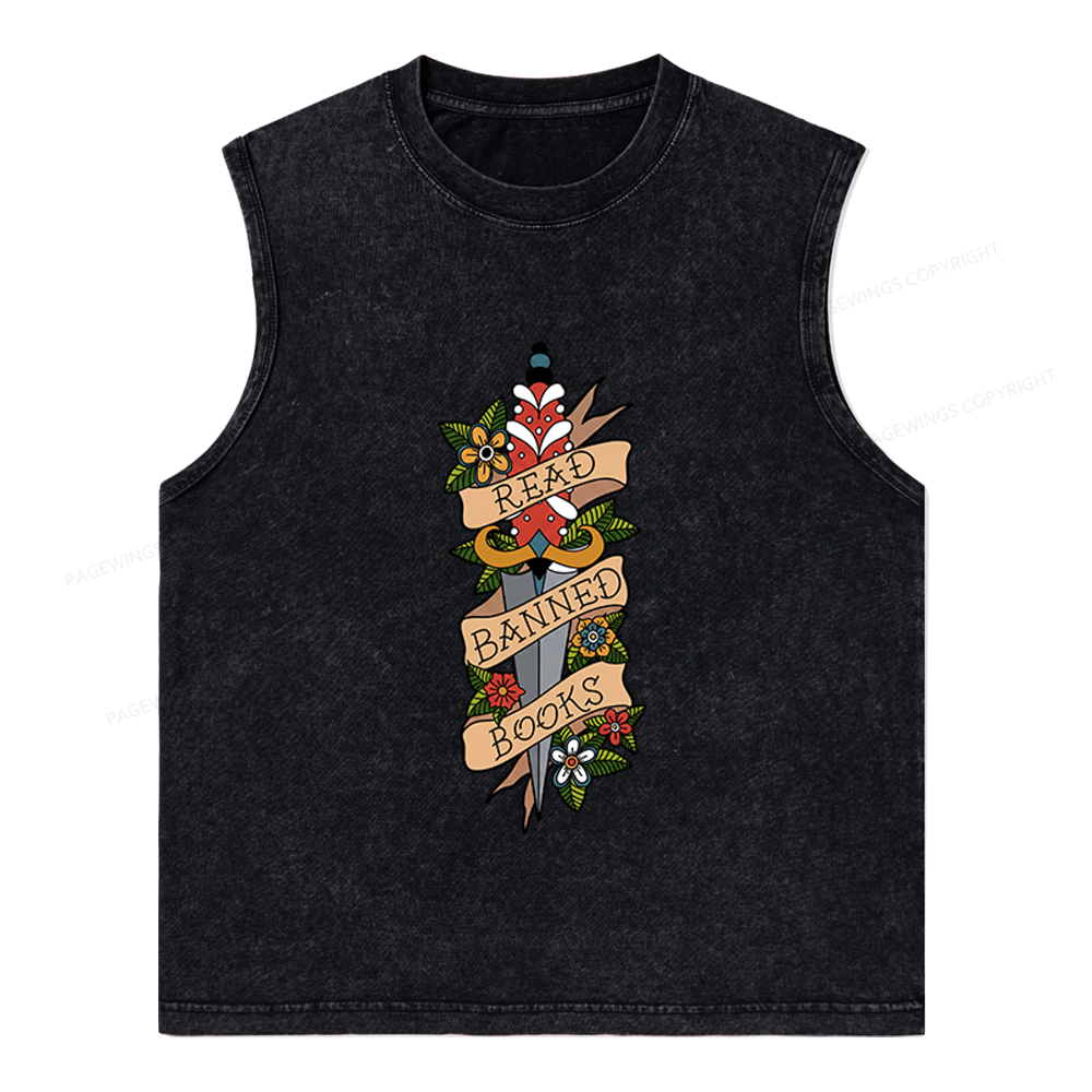 Pagewings Banned Books Unisex Washed Tank Top