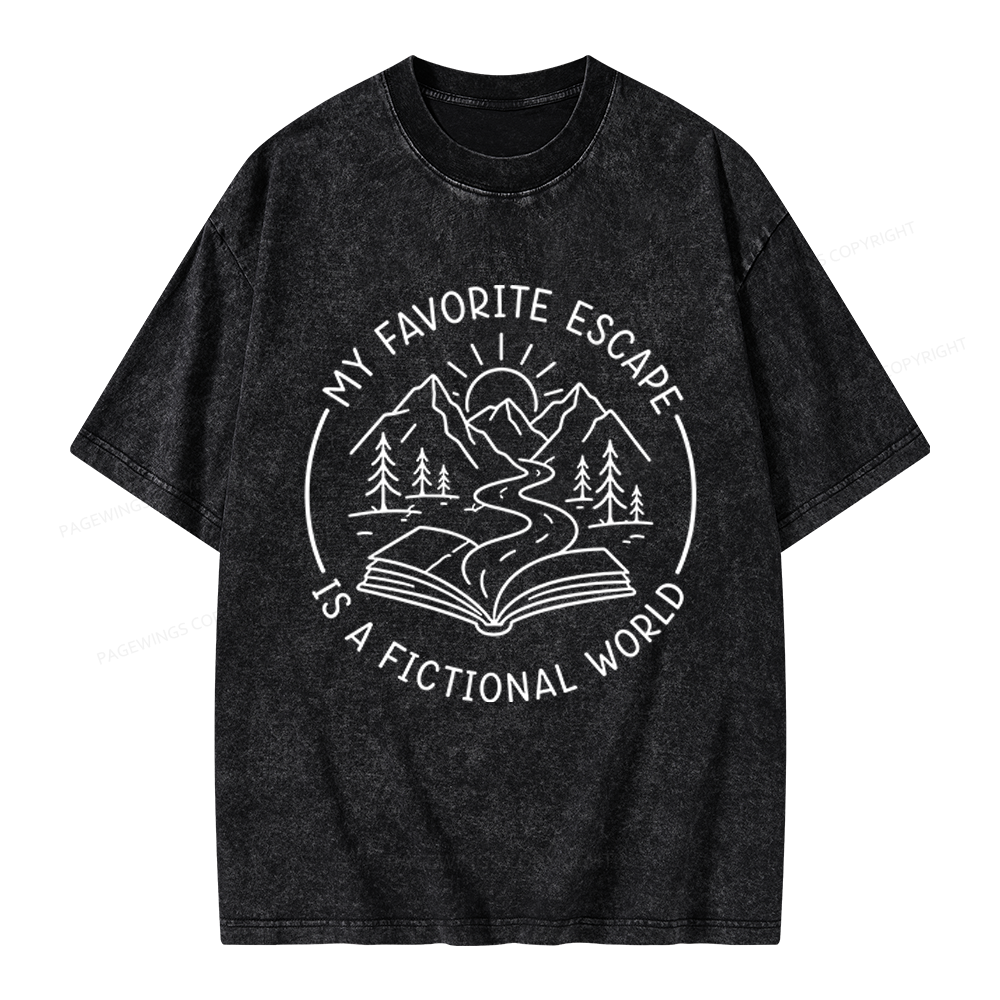 Pagewings My Favorite Escape Is A Fictional World Unisex Washed T-shirt