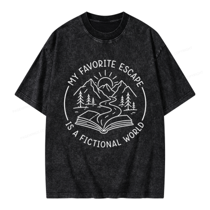 Pagewings My Favorite Escape Is A Fictional World Unisex Washed T-shirt