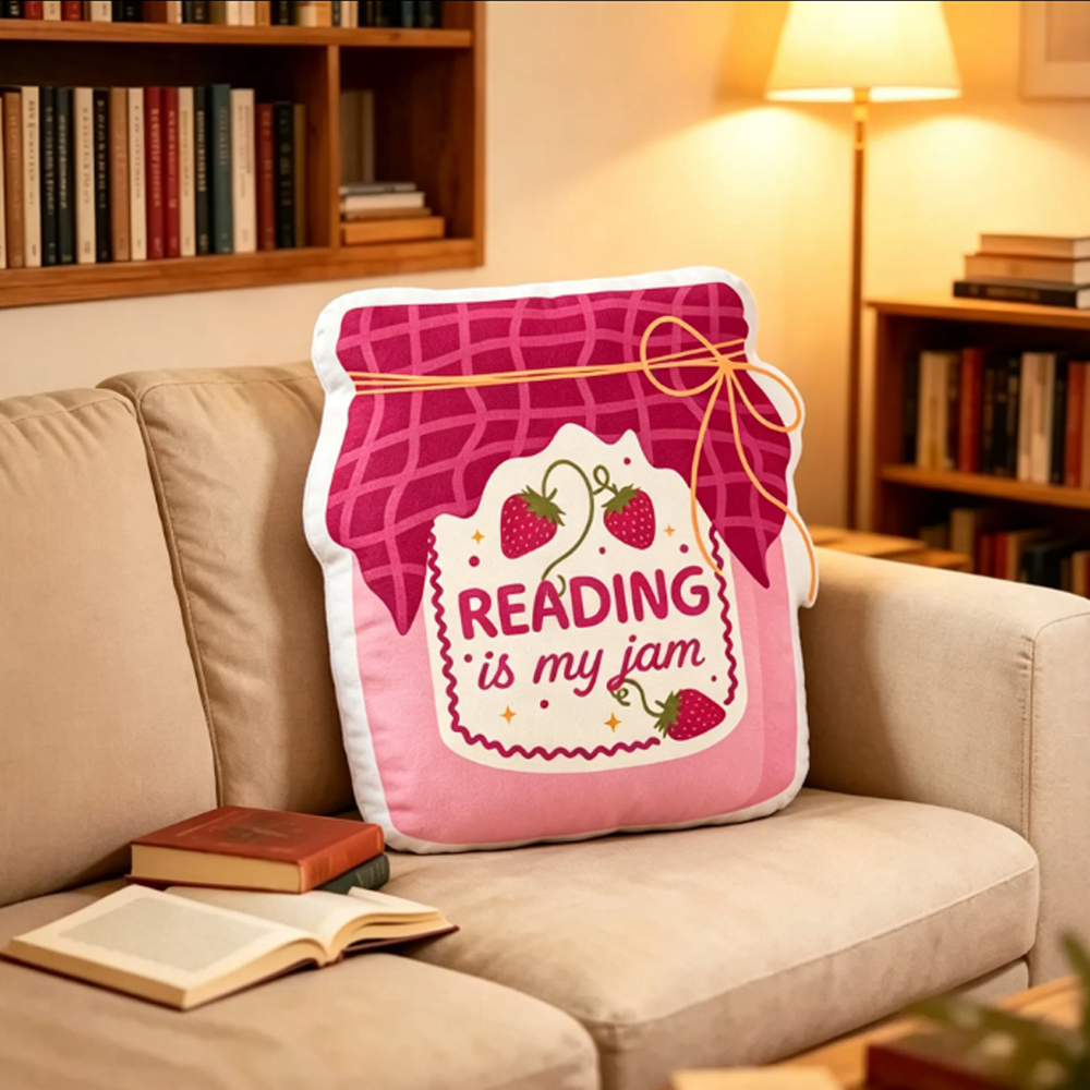 Pagewings Reading Is My Jam Shaped Throw Pillow