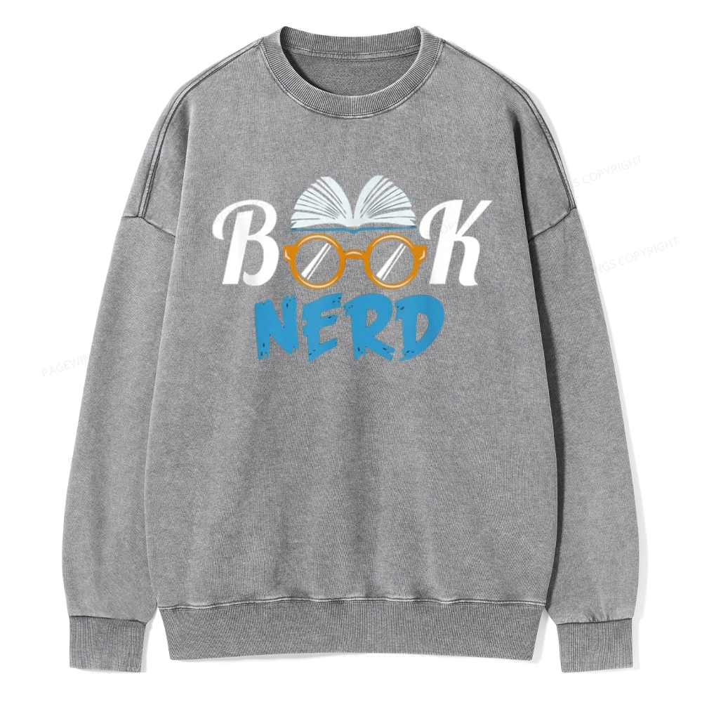 Pagewings Book Nerd Unisex Washed Sweatshirt