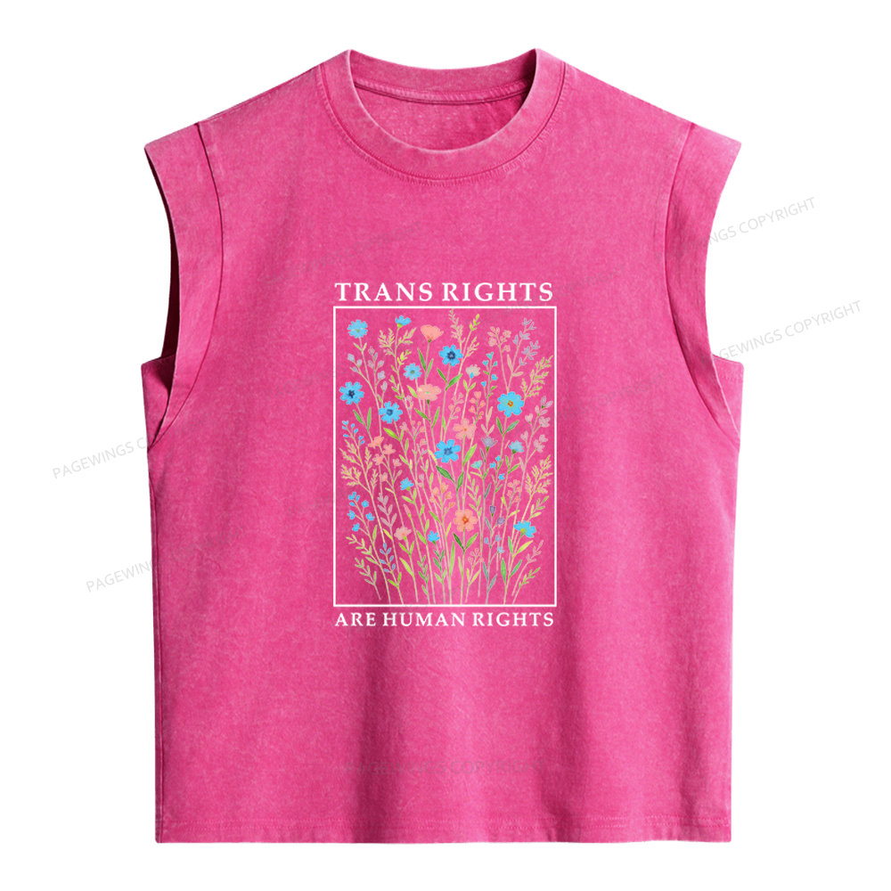 Pagewings Trans Rights Are Human Rights Women's Washed Tank Top