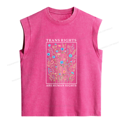 Pagewings Trans Rights Are Human Rights Women's Washed Tank Top