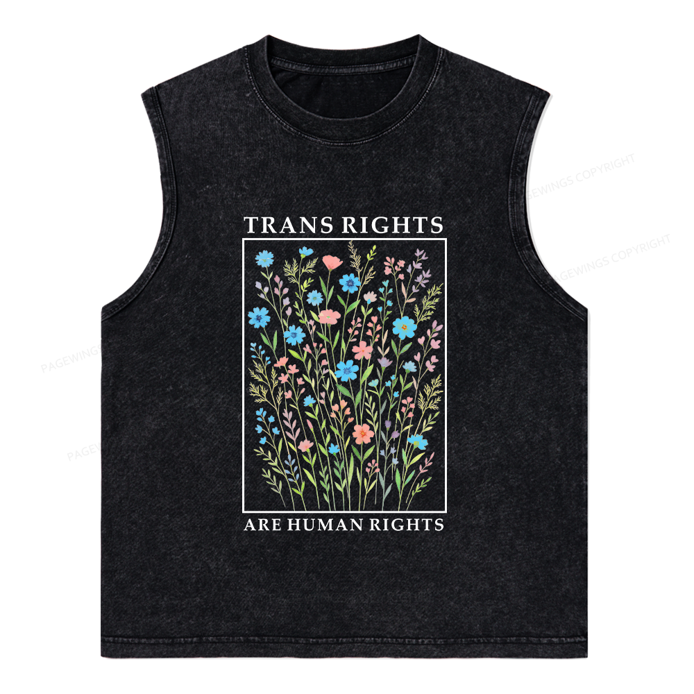 Pagewings Trans Rights Are Human Rights Unisex Washed Tank Top