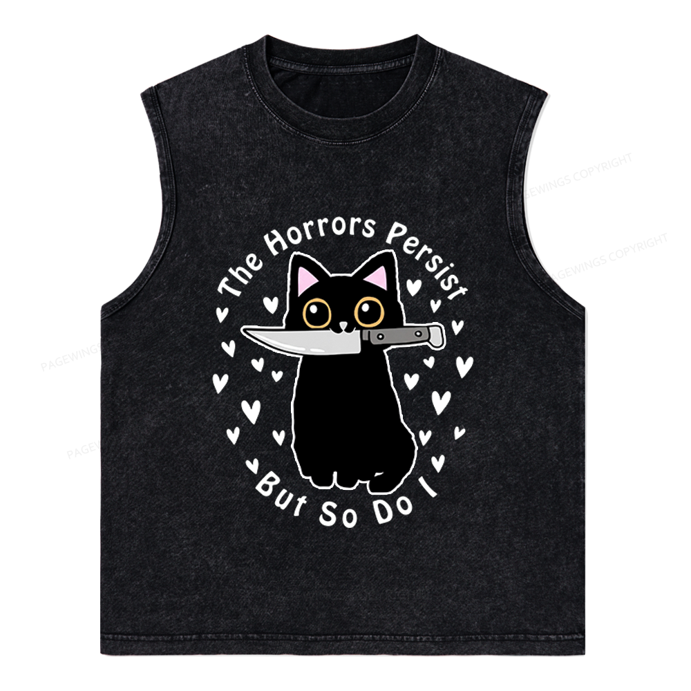 Pagewings The Horrors Persist But So Do I Unisex Washed Tank Top