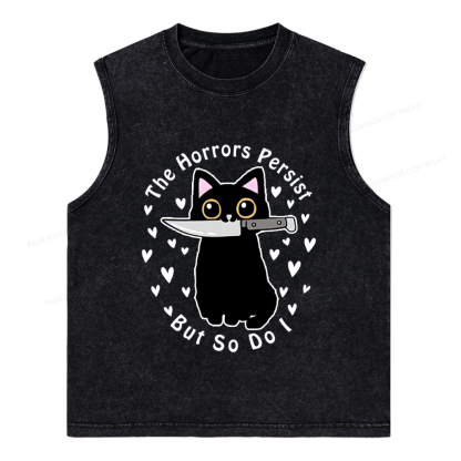 Pagewings The Horrors Persist But So Do I Unisex Washed Tank Top