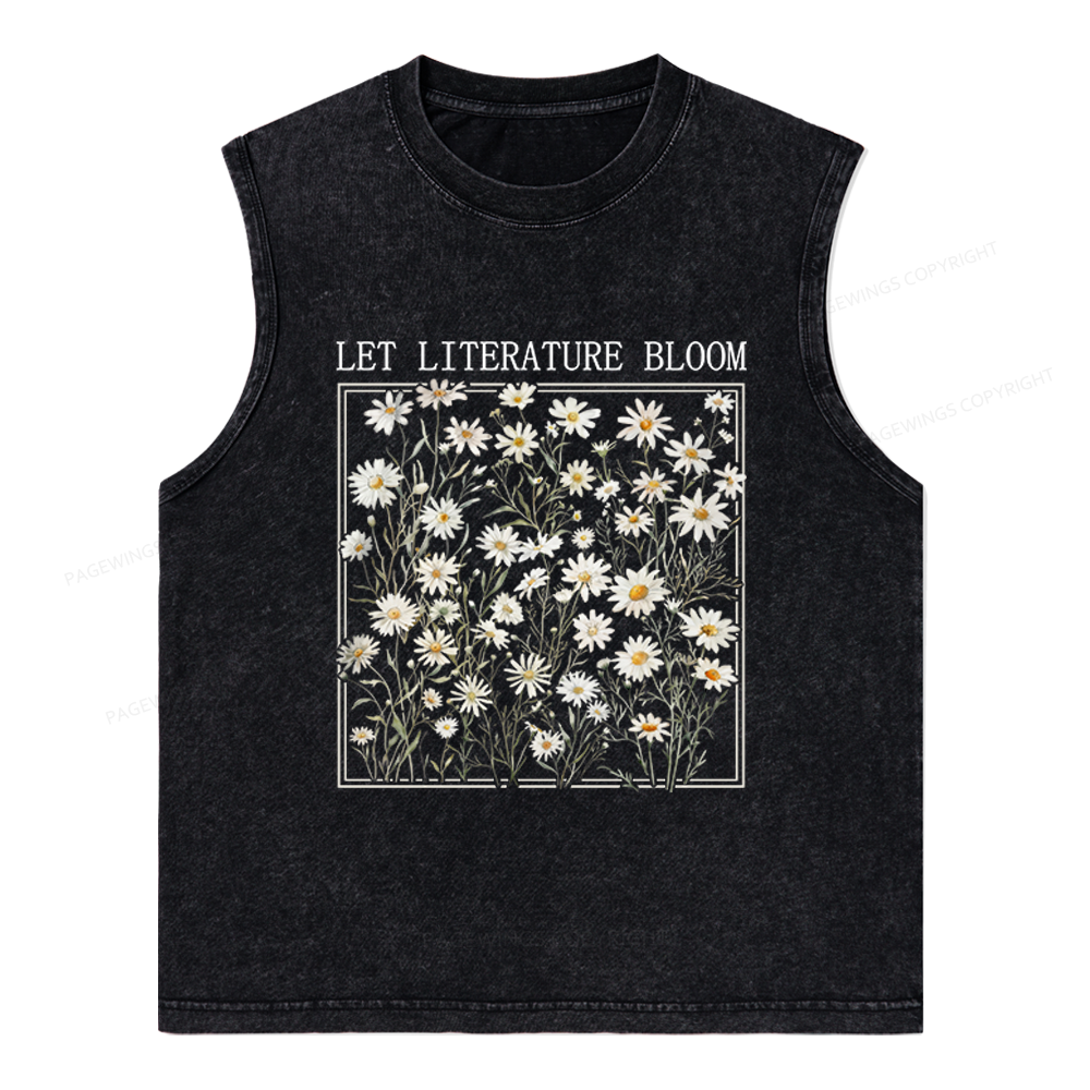 Pagewings Let Literature Bloom Unisex Washed Tank Top