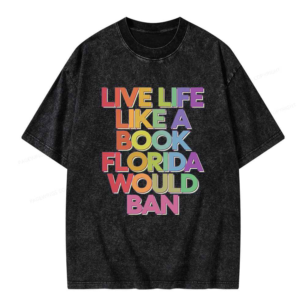 Pagewings Live Life Like A Book Unisex Washed T-shirt