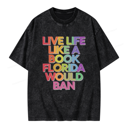 Pagewings Live Life Like A Book Unisex Washed T-shirt