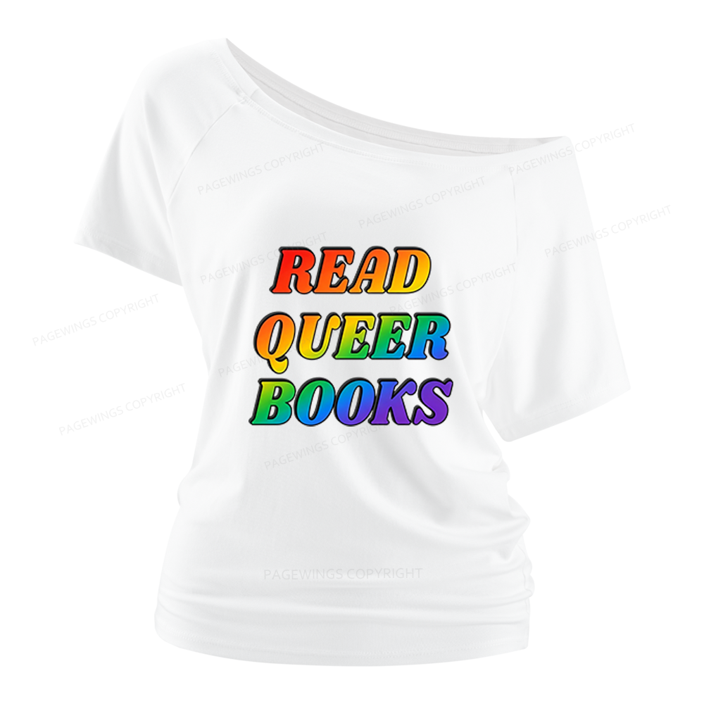 Pagewings Queer Books Women Off Shoulder T-shirts
