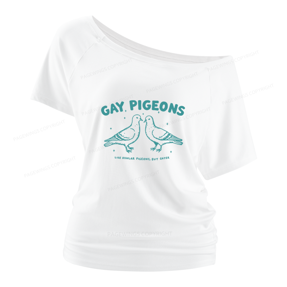 Pagewings Gay Pigeons Women Off Shoulder T-shirts