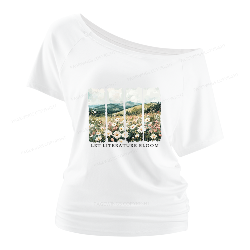 Pagewings Let Literature Bloom Women Off Shoulder T-shirts
