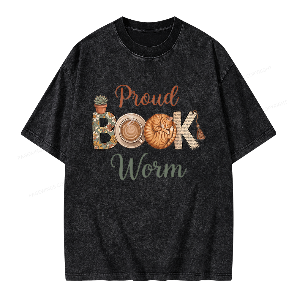 Pagewings Proud Book Worm Unisex Washed T-shirt