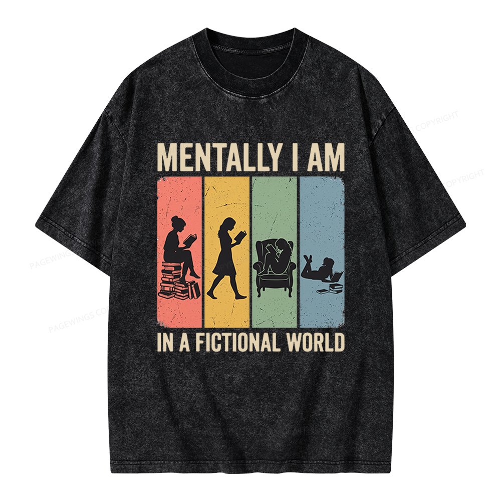 Pagewings Reading In A Fictional World Unisex Washed T-shirt