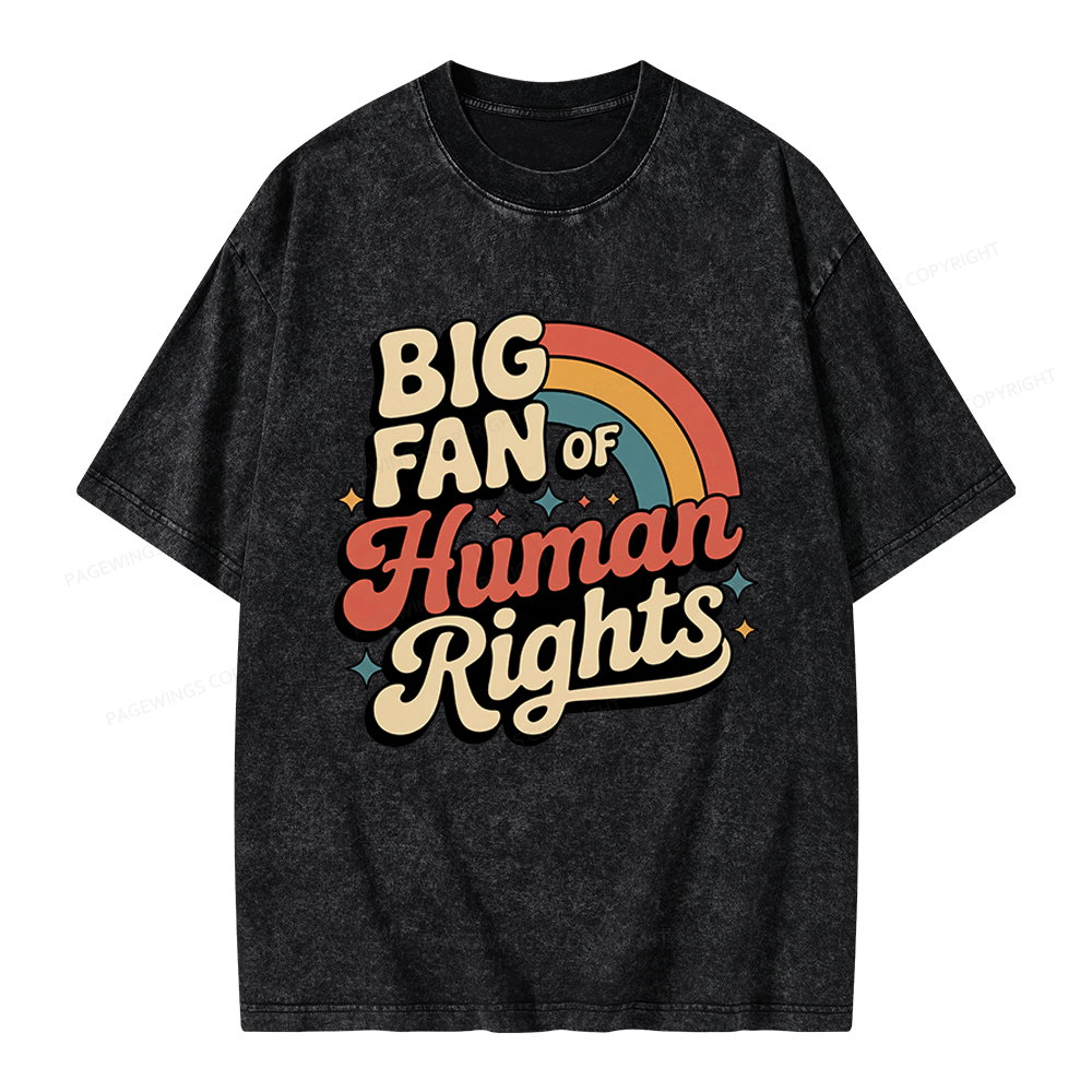 Pagewings Big Fan of Human Rights Unisex Washed T-shirt
