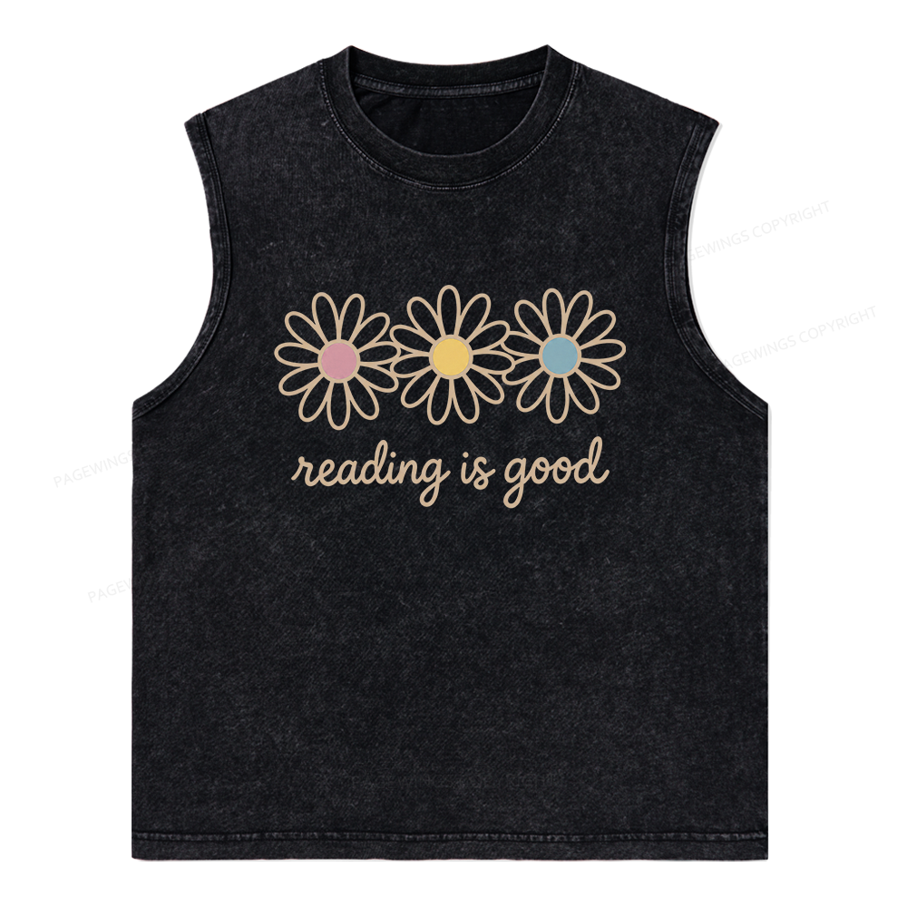 Pagewings Reading Is Good Unisex Washed Tank Top