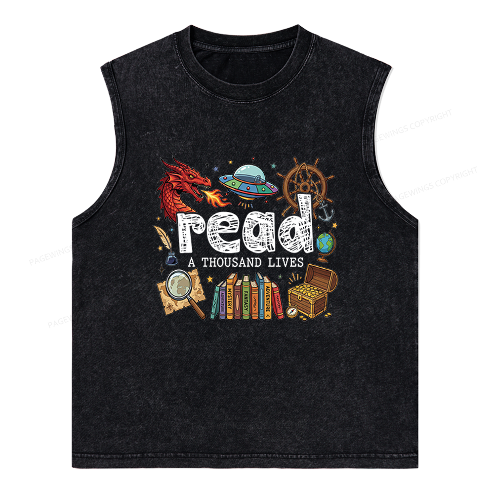 Pagewings Read A Thousand Lives Unisex Washed Tank Top