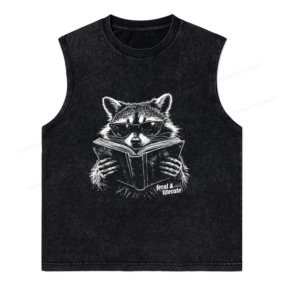 Pagewings Funny Raccoon Unisex Washed Tank Top