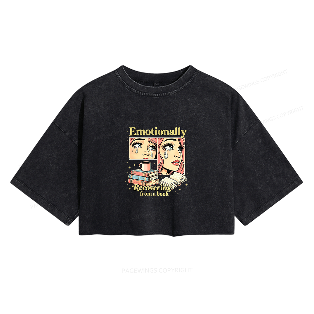 Pagewings Emotionally Recovering From A Book Women's Washed Cropped T-shirt