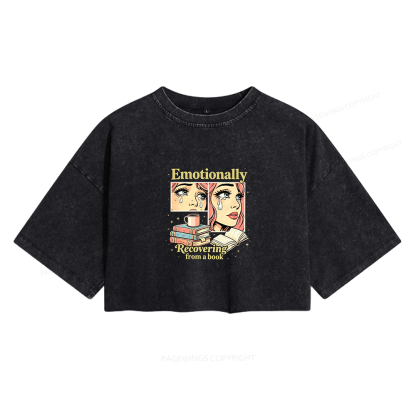 Pagewings Emotionally Recovering From A Book Women's Washed Cropped T-shirt