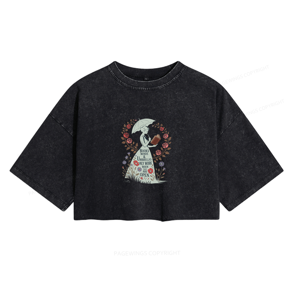 Pagewings Books Minds Women's Washed Cropped T-shirt