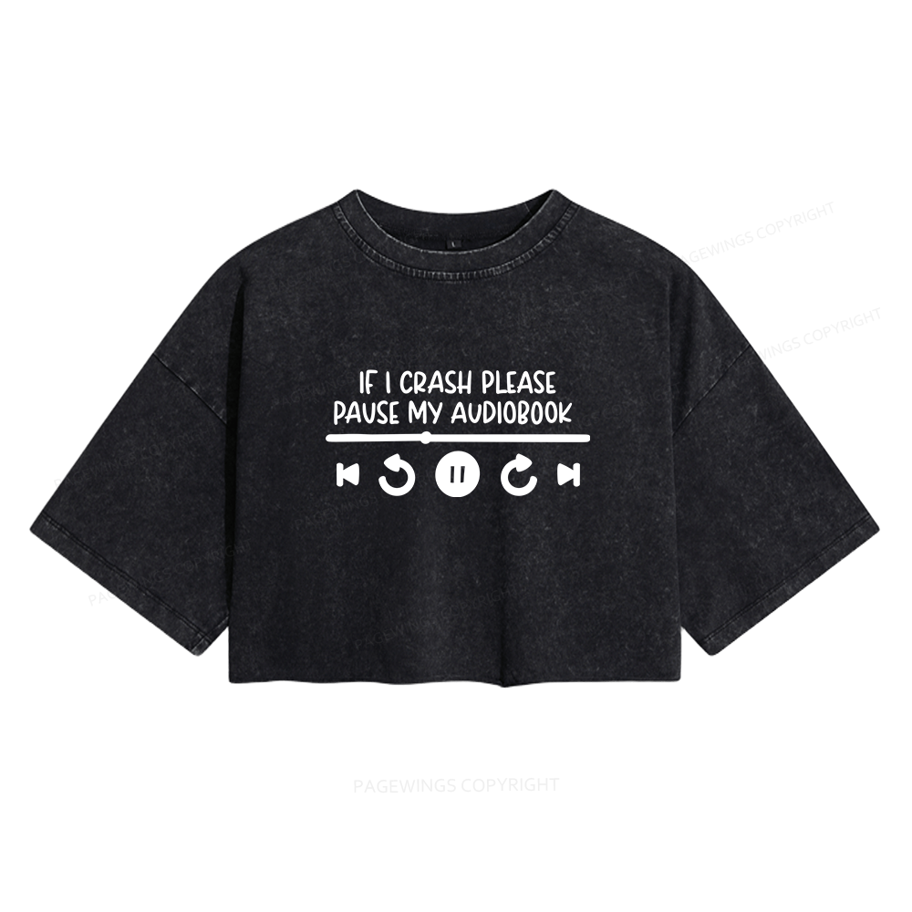 Pagewings Audiobook Women's Washed Cropped T-shirt