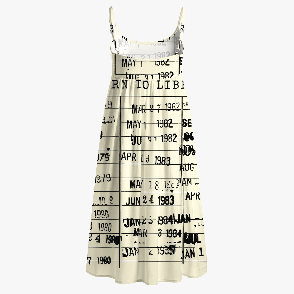 Pagewings The Library Is Open Printed Spaghetti Strap Midi Sundress