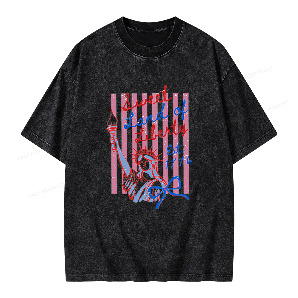 Pagewings Sweet Land of Liberty Unisex Washed T-shirt