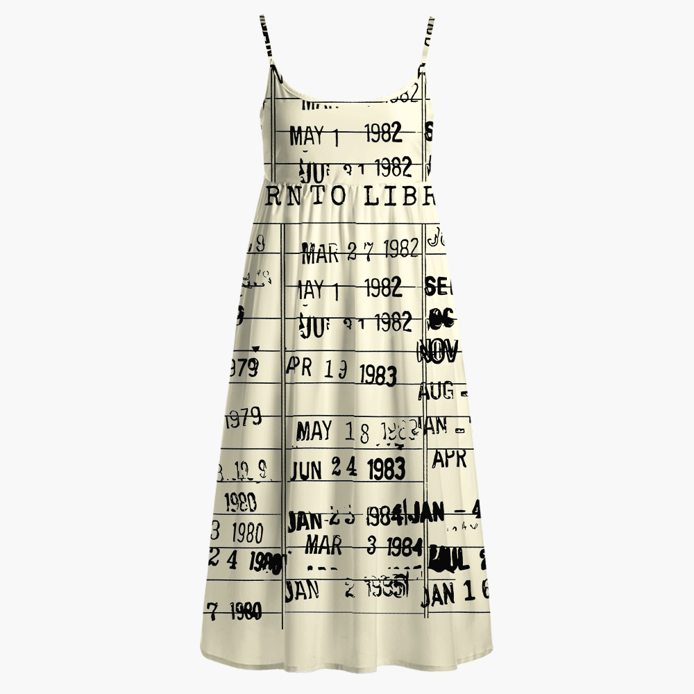 Pagewings The Library Is Open Printed Spaghetti Strap Midi Sundress