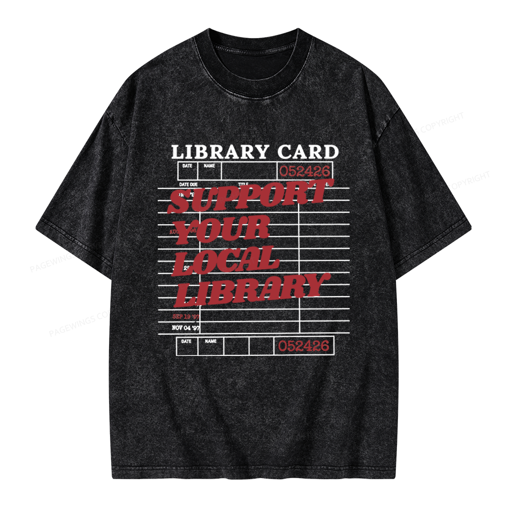 Pagewings Support your Local Library Unisex Washed T-shirt