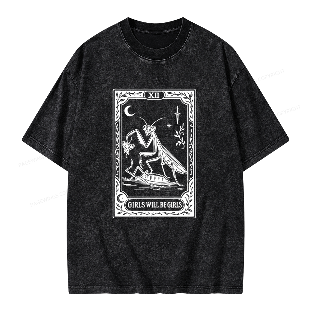 Pagewings Girls Will Be Girls Unisex Washed T-shirt
