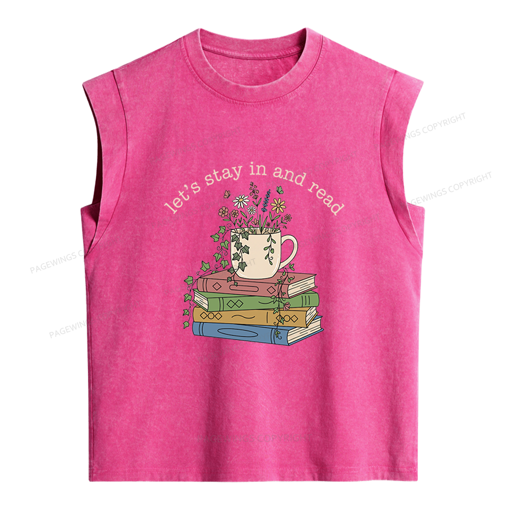 Pagewings Let's Stay In And Read Women's Washed Tank Top