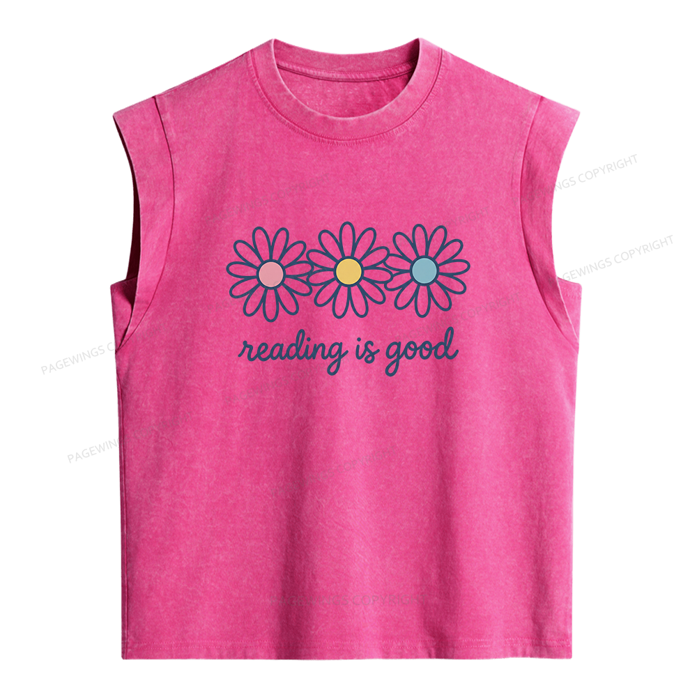 Pagewings Reading Is Good Women's Washed Tank Top
