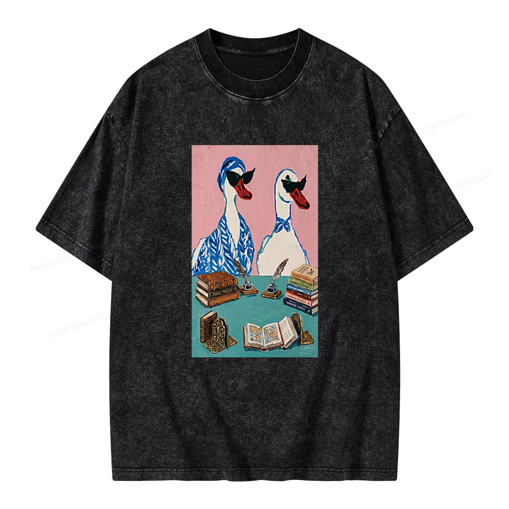 Pagewings Duck Book Club Unisex Washed T-shirt